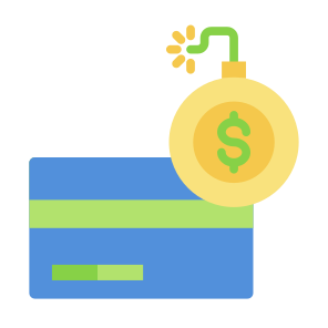 Liability, Debt, Business, Finance, Payment Method, Pay, Debit Card, Credit, Bomb icon
