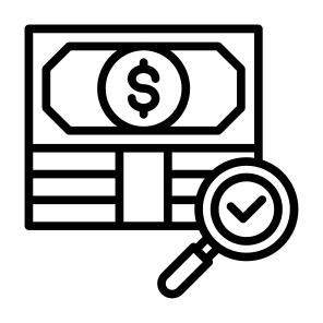 Audit, Currency, Economy, Validation, Money, Search  icon