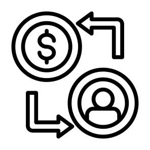 Exchange, Sell, Cash Flow, Buy, User, Money  icon