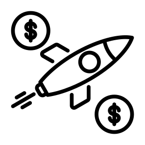 Launch, Money, Dollar, Coin, Rocket, Startup, Business And Finance icon