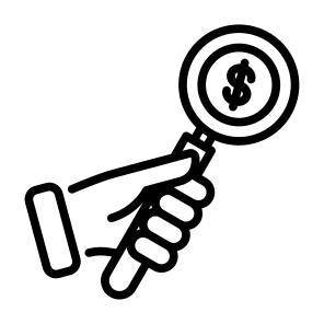 Research, Money, Search, Hand, Dollar, Coin, Economy, Magnifying, Currency icon