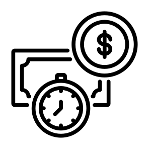 Time Is Money, Clock, Dollar, Coin, Finance, Productivity, Save Time icon