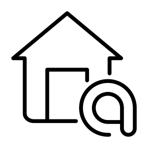 At Home, At Sign, Communications, Mail, House, Buildings, Home, Email, Interface, Internet icon