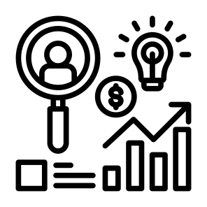 Business Intelligence, Statistics, Research, Idea, Solution icon