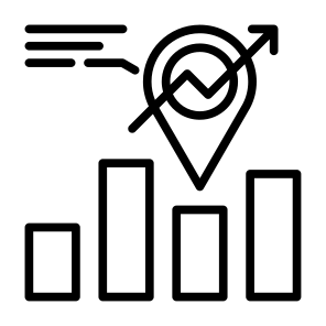 Market Positioning, Location, Objective, Position, Statistics icon