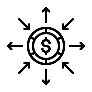 Diversification, Investment, Money, Share, Expand, Spread icon