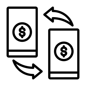 Transfer, Money, Money Transfer, Transmission, Smartphone icon