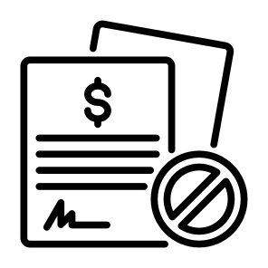 Contract, Document, Declined, Loan, Liquidation icon
