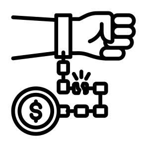 Debt, Dollar, Prisoner, Shackle, Chain icon