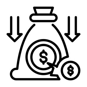 Loss, Money Bag, Dollar, Economy, Down Arrow icon