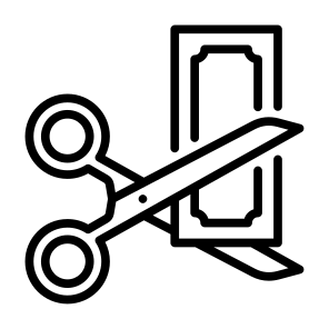 Cutting, Cut, Scissors, Money, Reduce Cost, Efficiency icon