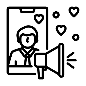 Influencer, User, Phone, Social Media,  Digital, Marketing icon