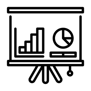 Presentation, Development, Report, Statistics, Analysis, Blackboard   icon