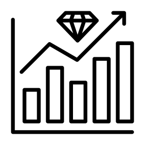 Business Value, Diamond, Value, Investment, Statistics icon