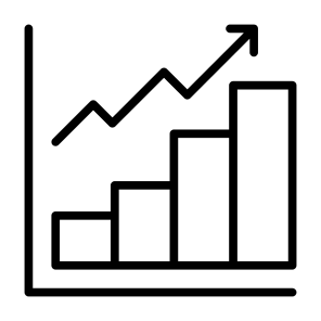 Growth, Up Arrow, Statistics, Bar Chart, Benefit icon