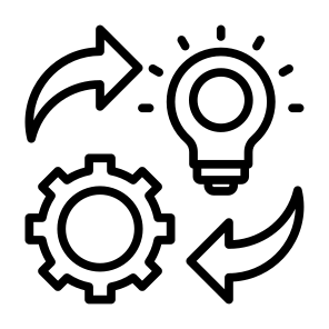Implementation, Gear, Light Bulb, Operation, Process Improvement icon