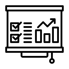 Presentation, Statistics, Report, Bar Chart, Whiteboard icon