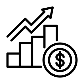 Revenue, Up Arrow, Money, Increase, Growth icon