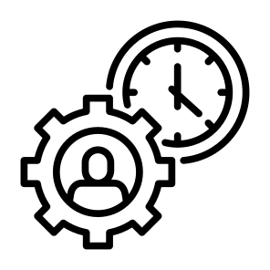 Time Management, Clock, Gear, Setting, Work Experience icon