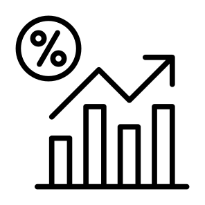 Interest Rate, Growth, Percentage, Percent, Increase, Chart icon