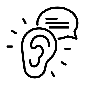 Buzz Marketing, Talk, Listen, Speak, Ear  icon