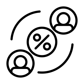 Commission, Percentage, User, Split, Process icon