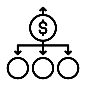 Diversification, Distribute, Investment, Money, Allocation  icon