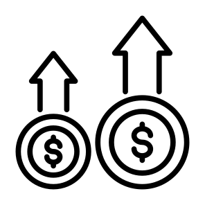 Up Selling, Cost, Price Up, Growth, Increase  icon