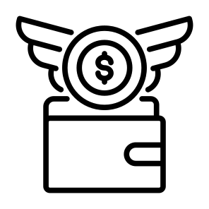 Spending Money, Angel, Wallet, Wings, Fund icon