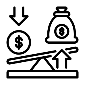 Leverage, Scale, Compare, Investment, Cost icon