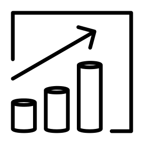 Scalability, Volume,  Investment, Analytics, Growth icon