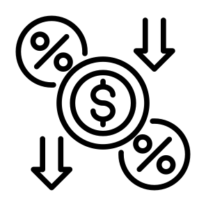 Discount, Low Price, Percentage, Down Arrow, Interest Rate  icon