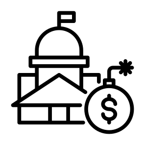 Debts, Due, Crisis, Loan, Bank, Bomb  icon