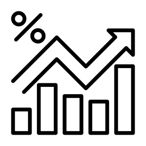 Growth Rate, Growth, Market, Interest Rate, Percentage, Statistics icon