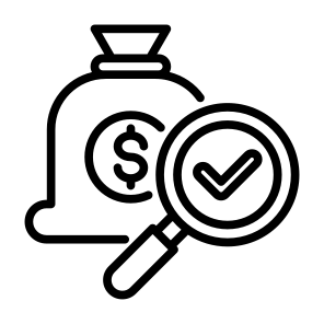 Analytics, Analysis, Money Bag, Cost, Inspection icon