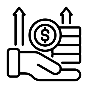 Revenue, Money, Increase, Growth, Arrow Up icon