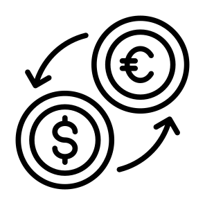 Money Exchange, Conversion, Exchange, Euro, Dollar icon