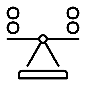 Balance, Balanced, Scales, Compare, Stability, Leverage  icon