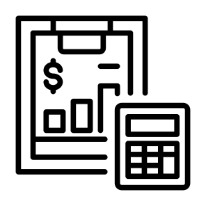 Bookkeeping, Calculate, Accounting, Calculator, Budgeting, Estimates  icon