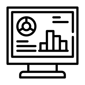 Data Visualization, Monitor, Statistics, Analysis, Business Report, Bar Chart icon