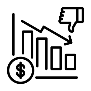 Disadvantage, Earning, Statistics, Loss, Decrease icon