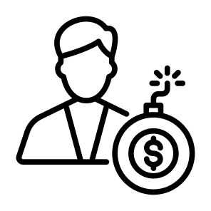 Debt, User, Bomb, Bankruptcy, Economy  icon