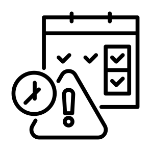 Due Date, Time, Date, Clock Time, Deadline, Signaling, Calendar, Caution icon