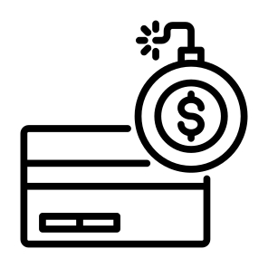 Liability, Debt, Business, Finance, Payment Method, Pay, Debit Card, Credit, Bomb icon