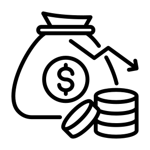 Crisis, Financial, Down Arrow, Risk, Money Bag  icon