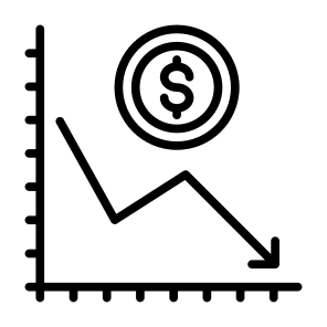 Deflation, Money, Line Chart, Crisis, Recession  icon