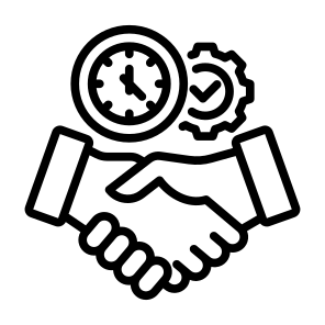 Dedication, Time, Management, Commitment, Partnership icon