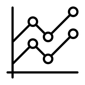 Line Graph, Statistics, Graphic, Comparative, Business icon