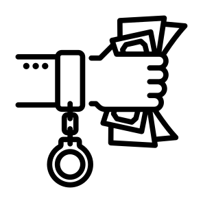 Bribe, Money, Hand, Handcuffs, Prisoner icon