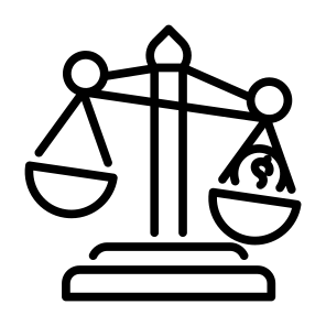 Justice Law, Dollar, Justice Scale, Corruption, Unbalanced, Law, Justice icon